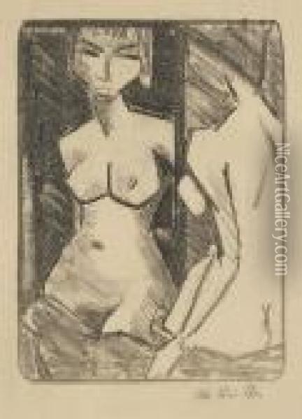 Madchenakt Vor Dem Spiegel Oil Painting - Otto Mueller