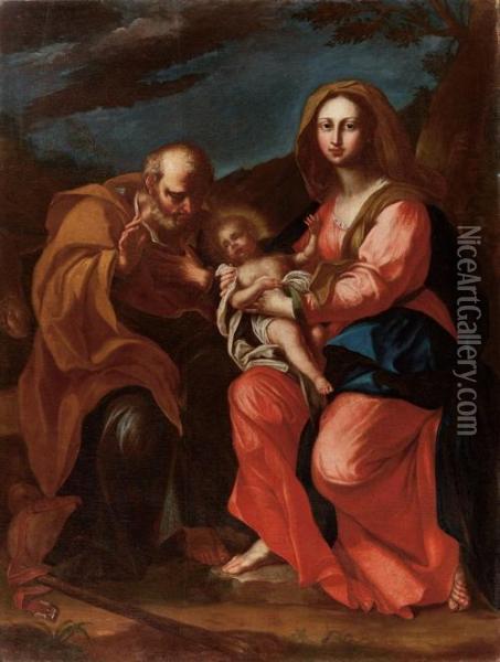 Riposo Della Sacra Famiglia Durante La Fuga In Egitto Oil Painting - Federico Bianchi