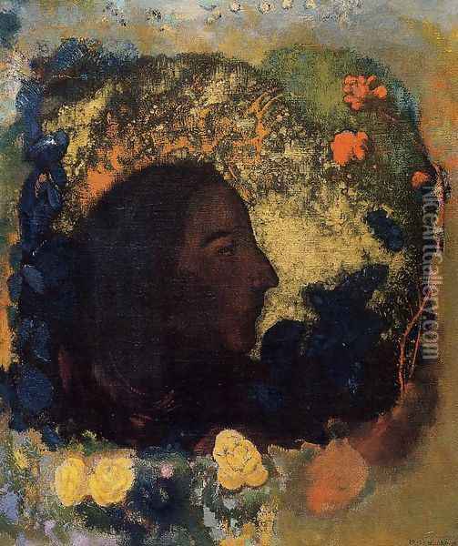Black Profile Aka Gauguin Oil Painting - Odilon Redon