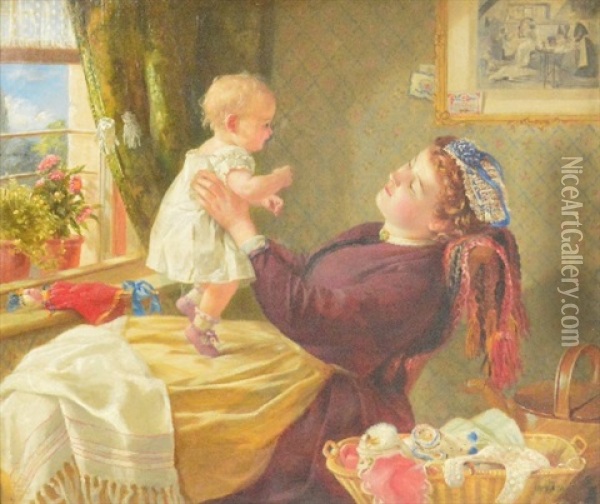 Mother And Child In A Domestic Setting Oil Painting - John Everett Millais