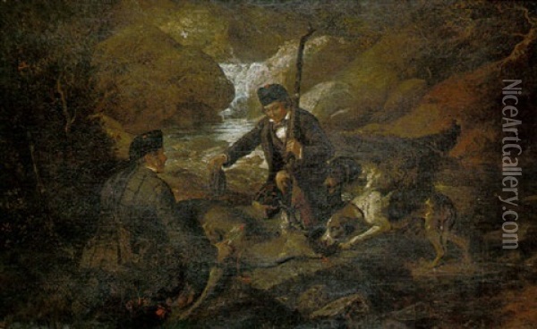 The Death Of The Stag Oil Painting - John William Bottomley
