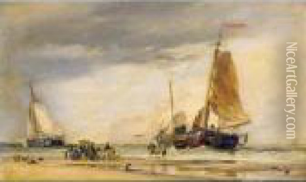 On The Beach Scheveningen Oil Painting - Edward William Cooke