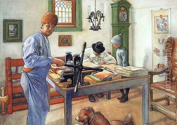 Where I Do My Etching Oil Painting - Carl Larsson