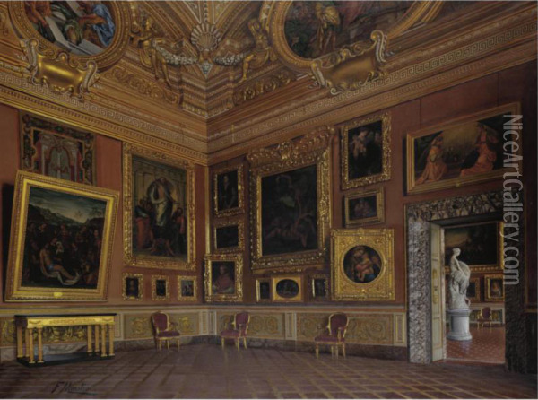 The Sala De Saturne In The Pitti Palace Oil Painting - F Maestosi