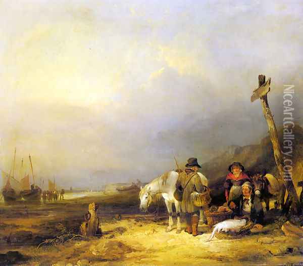 On The South Coast Oil Painting - William Joseph Shayer