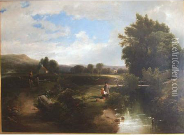 Fishing Oil Painting - William Howard Hart