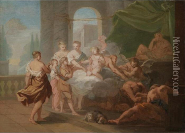 An Allegorical Scene With Cupid Oil Painting - Gaetano Gandolfi