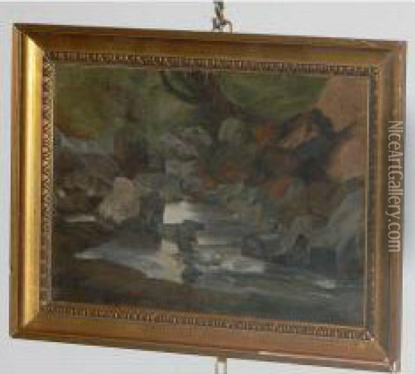 Torrente Di Montagna Oil Painting - Filiberto Petiti