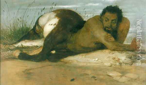Centaur Watching Fish, 1878 Oil Painting - Arnold Bocklin
