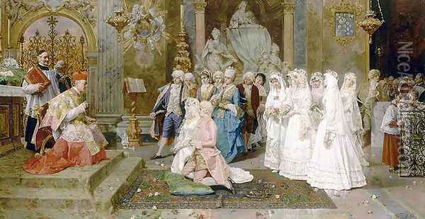 The Wedding Oil Painting - Giulio Rosati