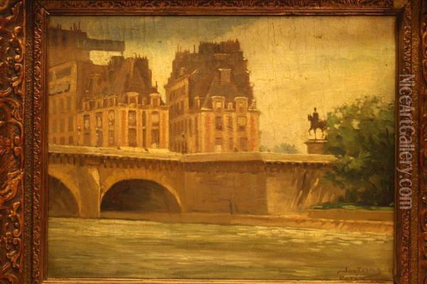 Brug Over De Seine Te Parijs Oil Painting - Hendricus Johannes Prins
