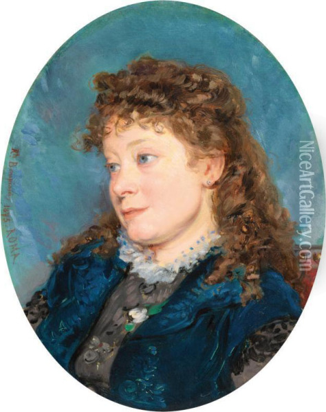 Portrait De Jeune Femme Oil Painting - Roberto Bompiani