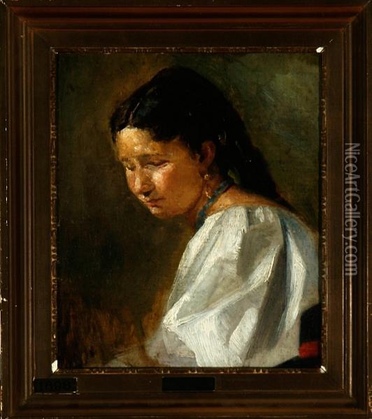 A Roman Lady Oil Painting - Ludvig Abelin Schou