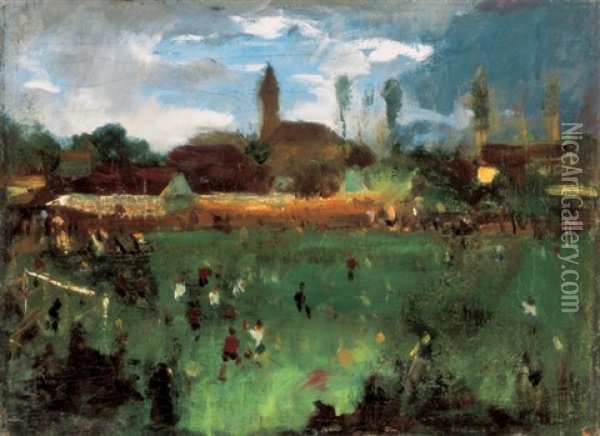 Football Match Oil Painting - Adolf Fenyes
