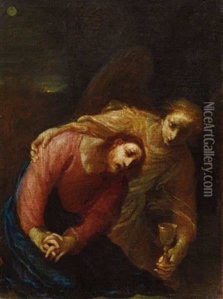 Christ Comforted By An Angel Oil Painting - Giuseppe Maria Crespi