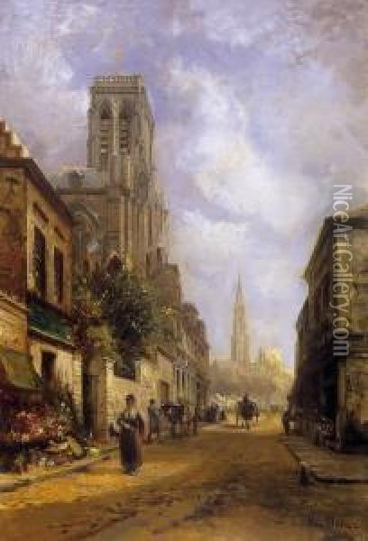 Dutch Town (luttig) Oil Painting - Pierre-Henri-Theodore Tetar van Elven
