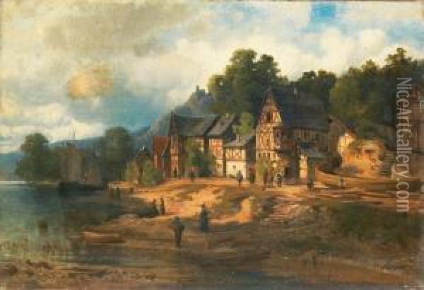 Wiesbaden 1864 Oil Painting - August Schaeffer von Wienwald