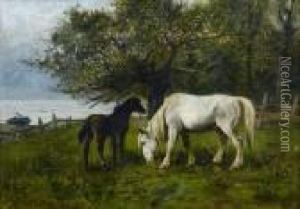 Jument Et Son Poulain Oil Painting - Albert Charpin