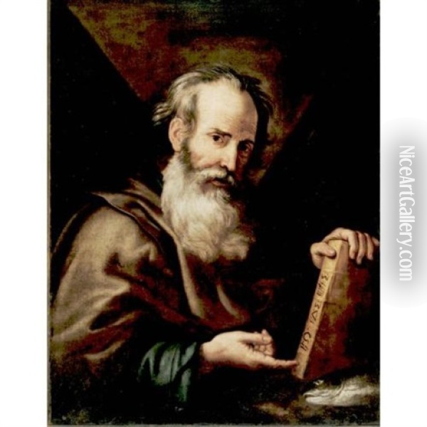 Portrait Of Saint Andrew Oil Painting - Jusepe de Ribera