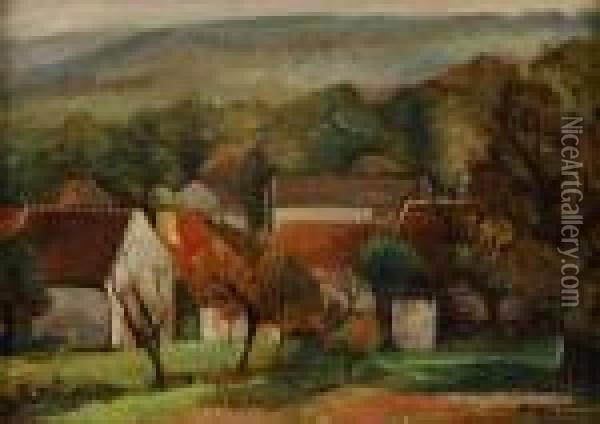 Les Toits Du Village Oil Painting - Roger Grillon