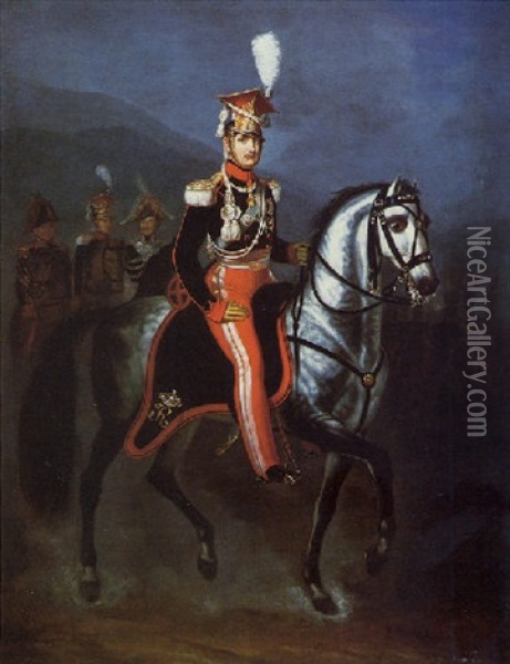 Ritratto Equestre Di Ferdinando Ii Di Borbone Oil Painting - Joseph Franque