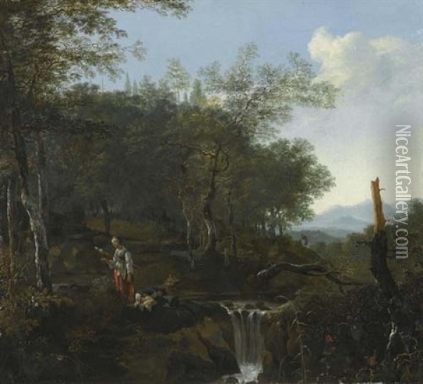 Waldlandschaft Mit Wasserfall Oil Painting - Adam Pynacker