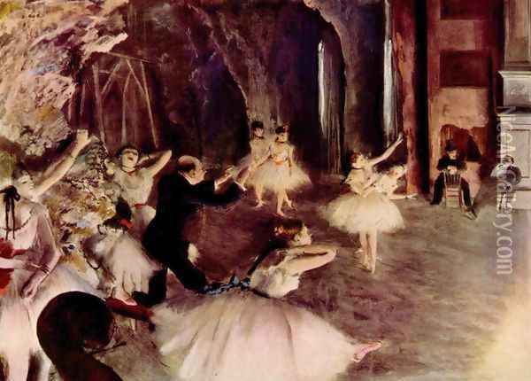 Stage Rehearsal, 1878-1879 Oil Painting - Edgar Degas