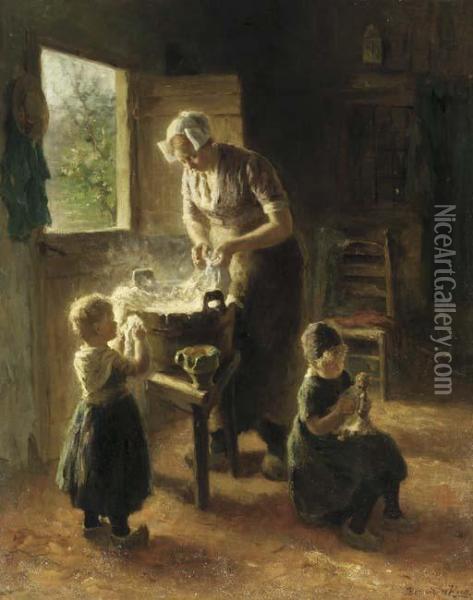 Washing Day Oil Painting - Bernard Johann De Hoog