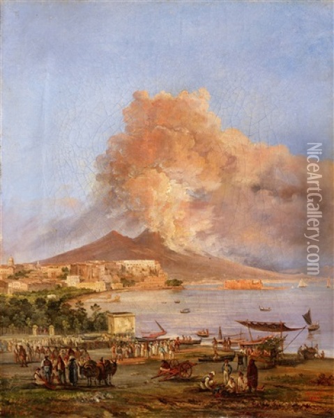 Two Landscapes Of Naples Oil Painting - Raffaele Carelli