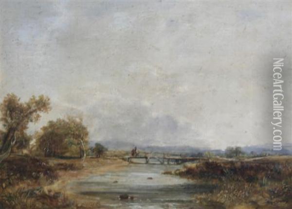 River Landscape Oil Painting - James Stark