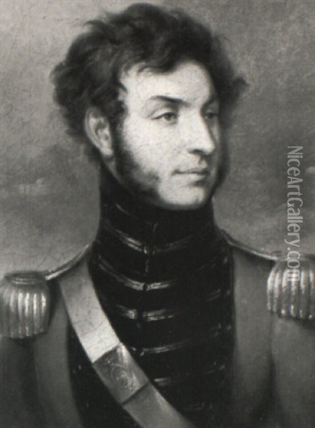 Portrait Of A Gentleman (lieutenant Harrison?) Oil Painting - George Hayter
