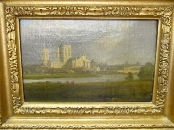 York Minster From The Ouse Oil Painting - John Rathbone