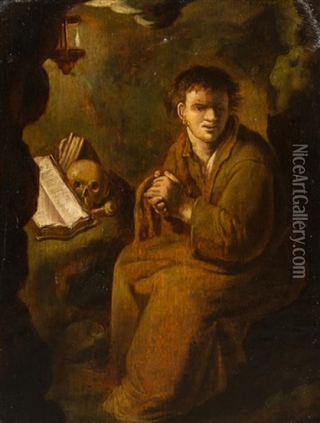 Portraits Of Monks (a Pair Of Works) Oil Painting - Jan Lievens