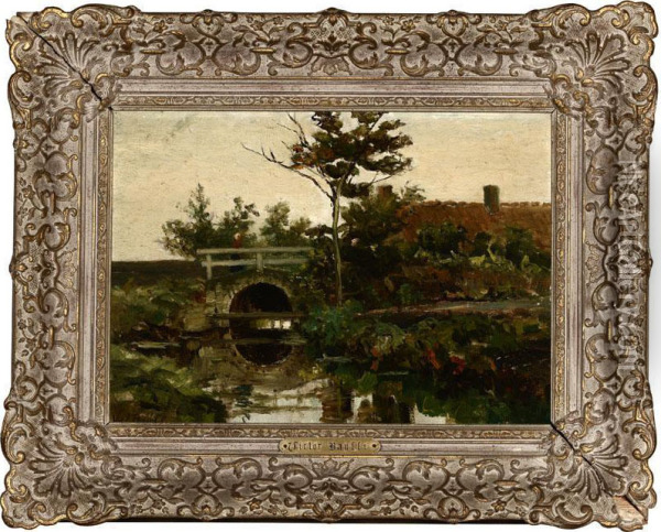 Dutch Landscape With A Bridge Oil Painting - Victor Bauffe