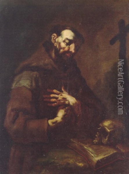 St. Francis In Prayer Oil Painting - Giuseppe Antonio Pianca