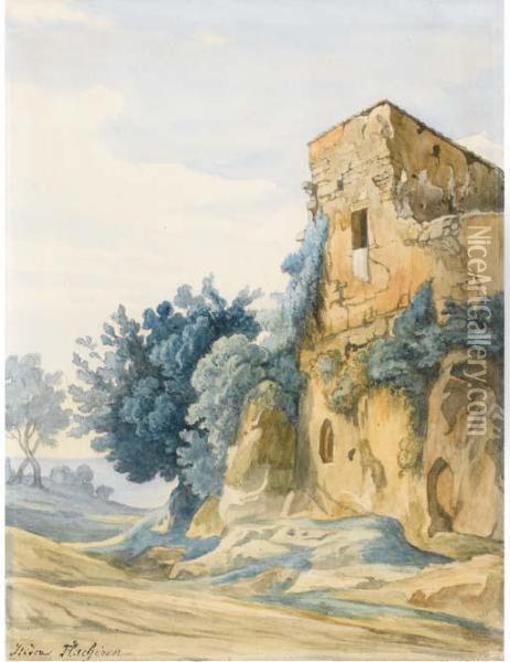 Batiment En Ruines Dans Un Paysage Oil Painting - Gregoire Isidore Flacheron