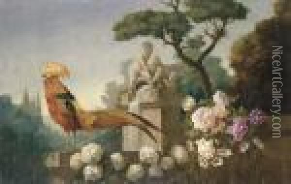 Allegorical Scene With Peacocks And Cherubs Oil Painting - Jakob Bogdani Eperjes C