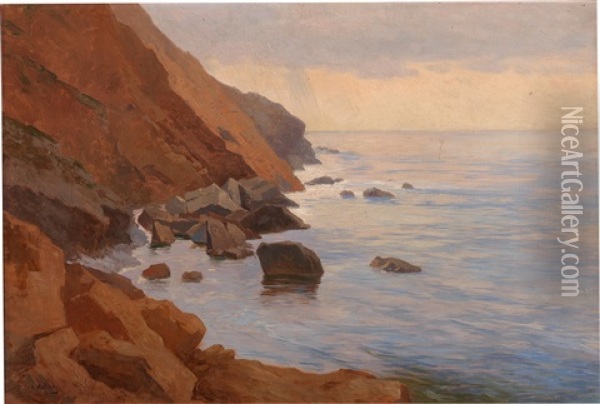 Shore At Ragusa Oil Painting - Georg Holub