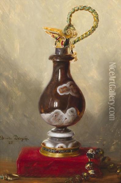 Still Life With Ewer And Jewels Oil Painting - Blaise Alexandre Desgoffe