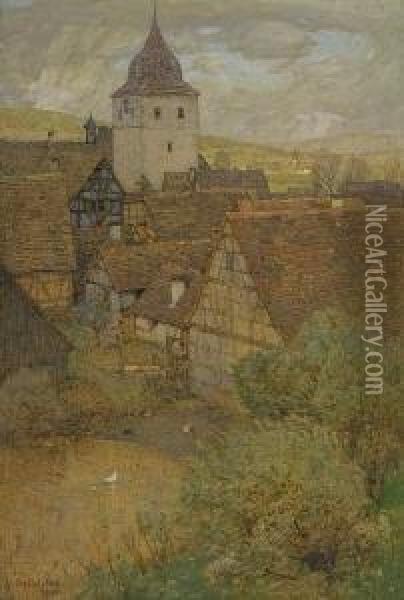 Sersheim. Oil Painting - Gustav Schonleber