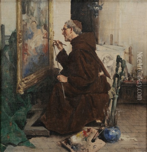 A Friar Painting Oil Painting - Francesco Longo Mancini