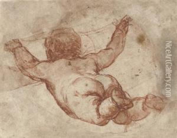 A Flying Putto Seen From Behind Oil Painting - Mattia Preti