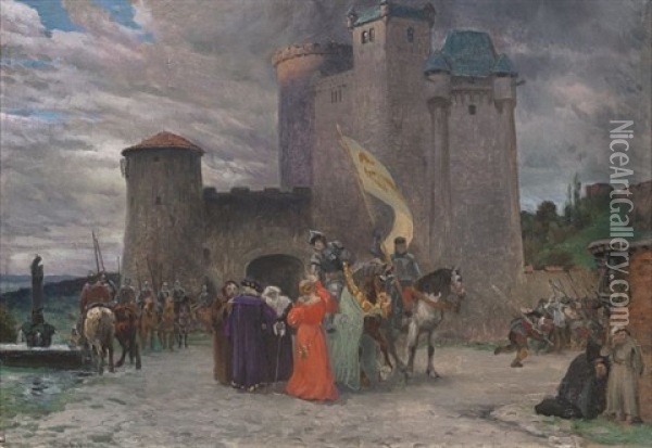 Utenfor Chateau Bien Assis, Bretagne Oil Painting - Christian Eriksen Skredsvig