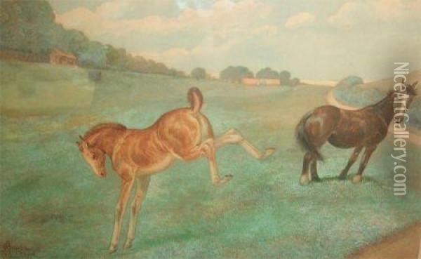 The Frisky Foal Oil Painting - Aster R.C. Corbould