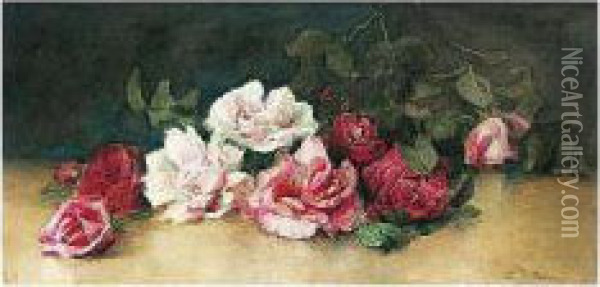 Roses Oil Painting - Louise Ellen Perman