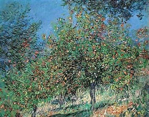 Pommiers sur la cote de chantamesle Oil Painting - Claude Oscar Monet