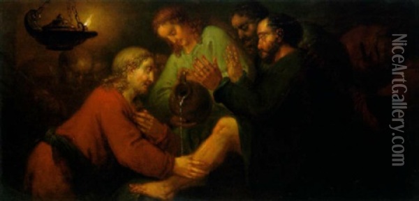 Christus Wascht Die Fuse Seiner Junger Oil Painting - Bernhard (Christian Bernhard) Rode
