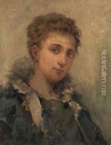 Retrato De Mujer Oil Painting - Francisco Miralles y Galup