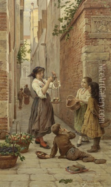 Apple Sellers Oil Painting - Antonio Paoletti di Giovanni