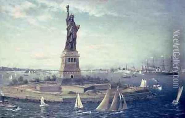 Liberty Island, New York Harbour, 1883 Oil Painting - Fred Pansing